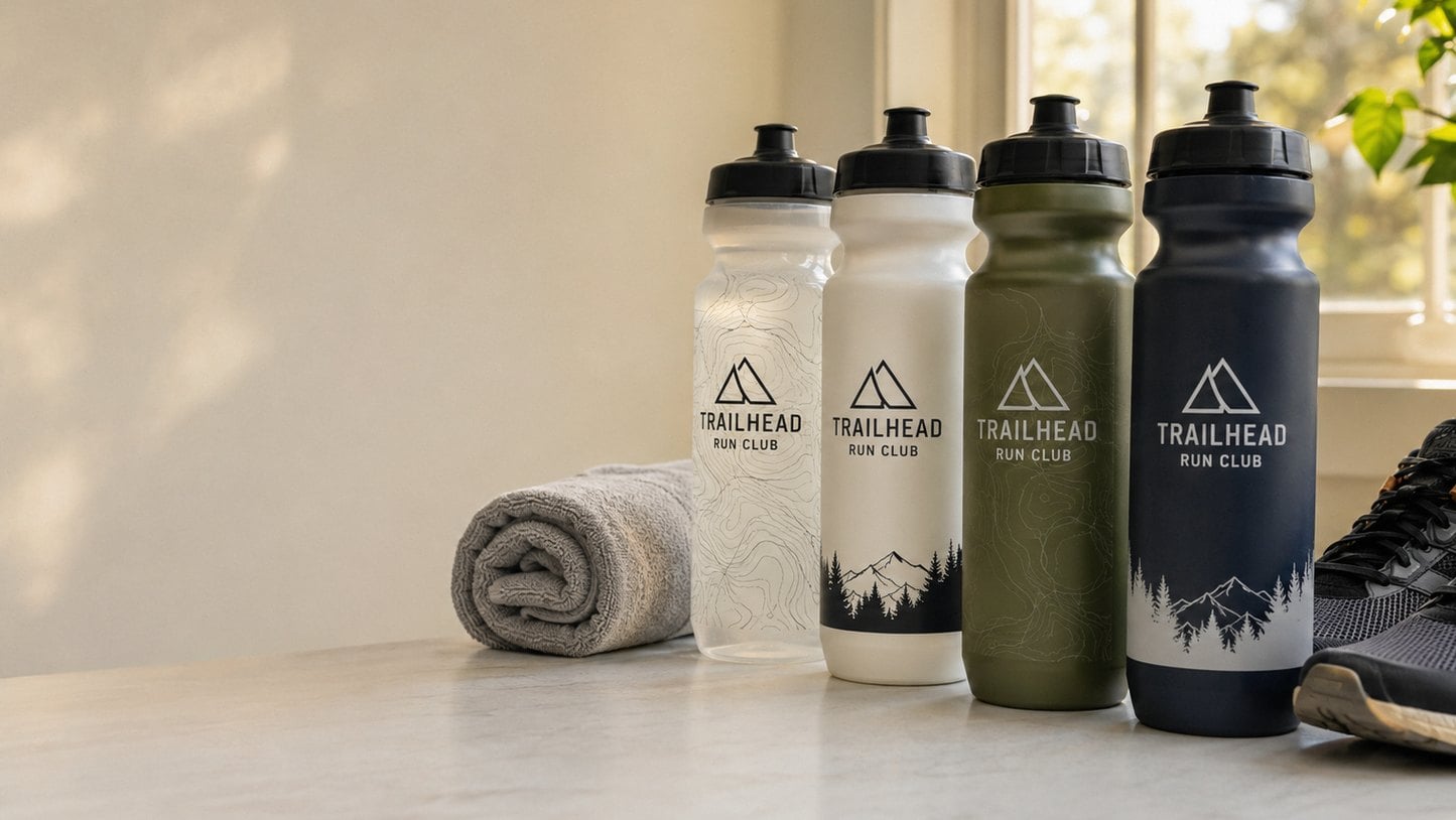 Custom printed running bottles with logo